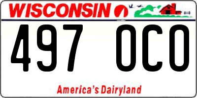 WI license plate 497OCO