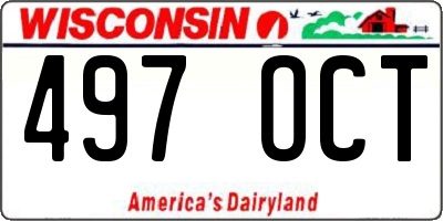WI license plate 497OCT