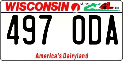 WI license plate 497ODA