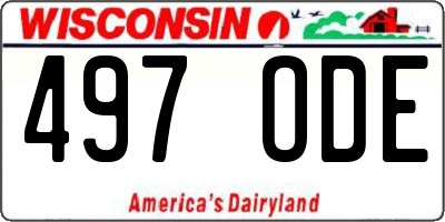 WI license plate 497ODE