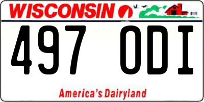 WI license plate 497ODI