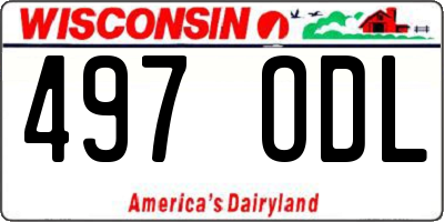 WI license plate 497ODL