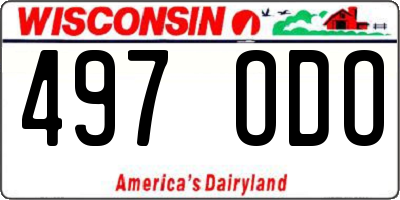 WI license plate 497ODO