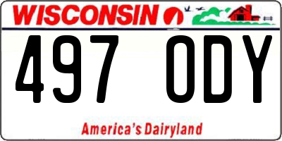 WI license plate 497ODY