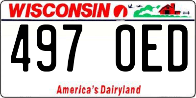 WI license plate 497OED