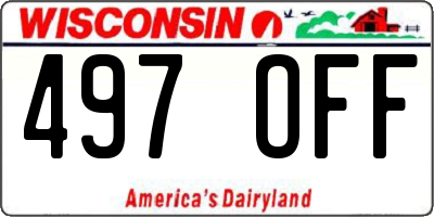 WI license plate 497OFF