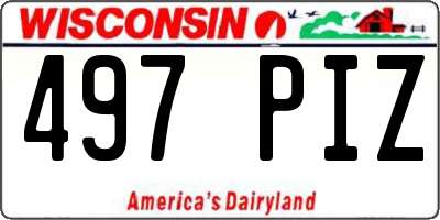 WI license plate 497PIZ