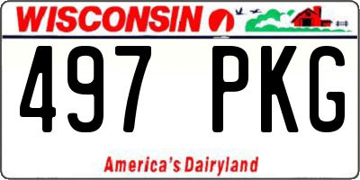 WI license plate 497PKG
