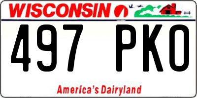 WI license plate 497PKO