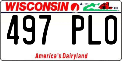WI license plate 497PLO