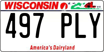 WI license plate 497PLY