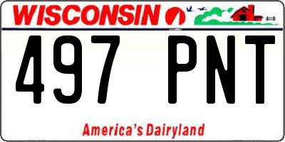 WI license plate 497PNT