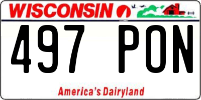 WI license plate 497PON