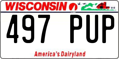 WI license plate 497PUP