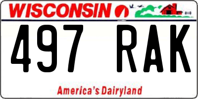 WI license plate 497RAK