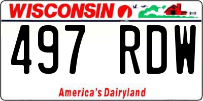 WI license plate 497RDW
