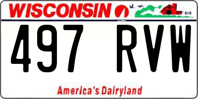 WI license plate 497RVW