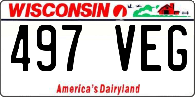 WI license plate 497VEG