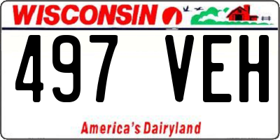 WI license plate 497VEH