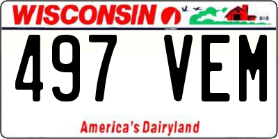 WI license plate 497VEM