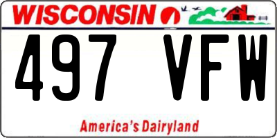 WI license plate 497VFW