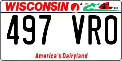WI license plate 497VRO