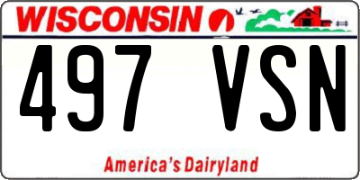 WI license plate 497VSN