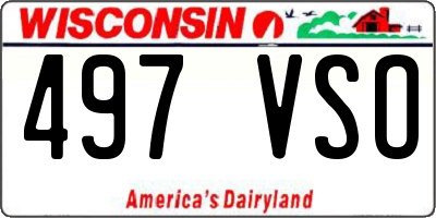 WI license plate 497VSO
