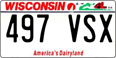 WI license plate 497VSX