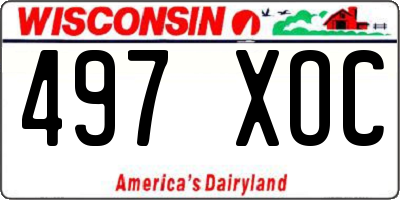 WI license plate 497XOC