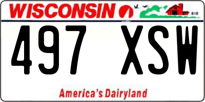 WI license plate 497XSW