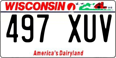 WI license plate 497XUV