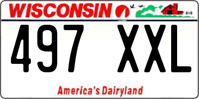 WI license plate 497XXL