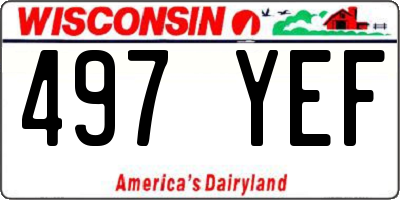 WI license plate 497YEF