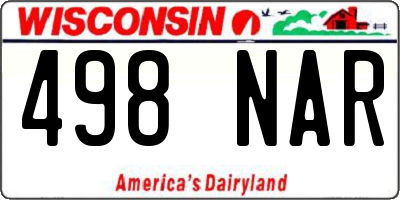 WI license plate 498NAR