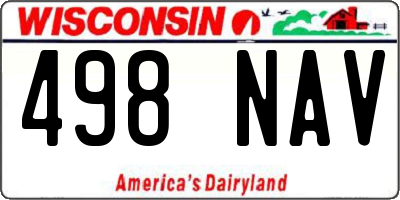 WI license plate 498NAV
