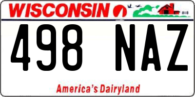WI license plate 498NAZ