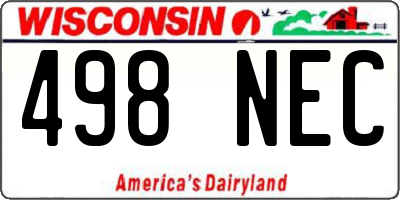 WI license plate 498NEC