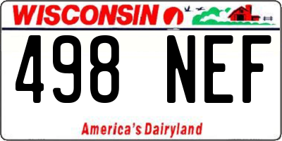 WI license plate 498NEF