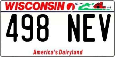 WI license plate 498NEV