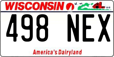 WI license plate 498NEX