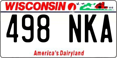 WI license plate 498NKA