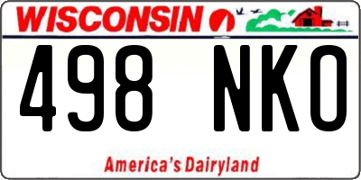 WI license plate 498NKO