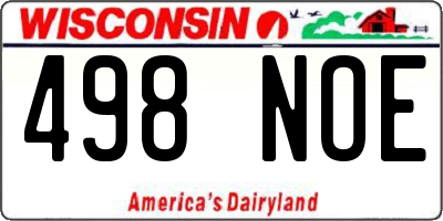WI license plate 498NOE