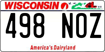 WI license plate 498NOZ