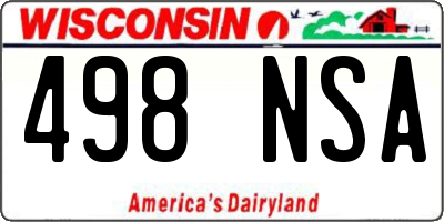 WI license plate 498NSA