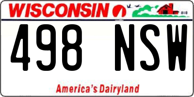WI license plate 498NSW