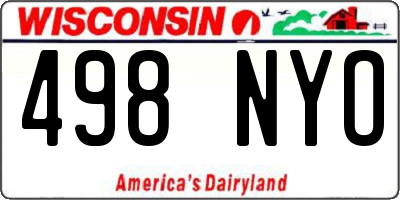 WI license plate 498NYO