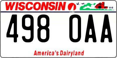 WI license plate 498OAA