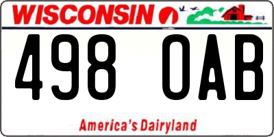 WI license plate 498OAB